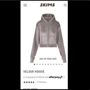 SKIMS VELOUR HOODIE- SMOKE - size M Brand new!!